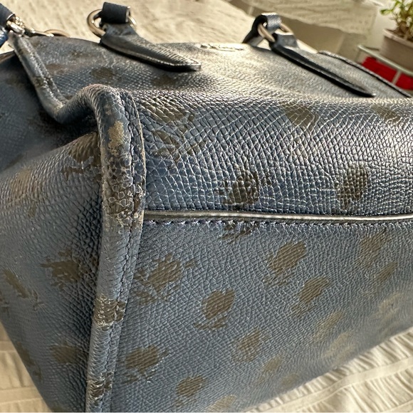Coach Blue Satchel with Black Floral Design - Picture 7 of 9